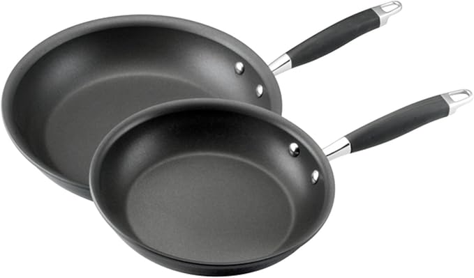 Anolon Advanced Hard Anodized Nonstick Frying Pan Set / Skillet Set - 10 Inch and 12 Inch, Gray
