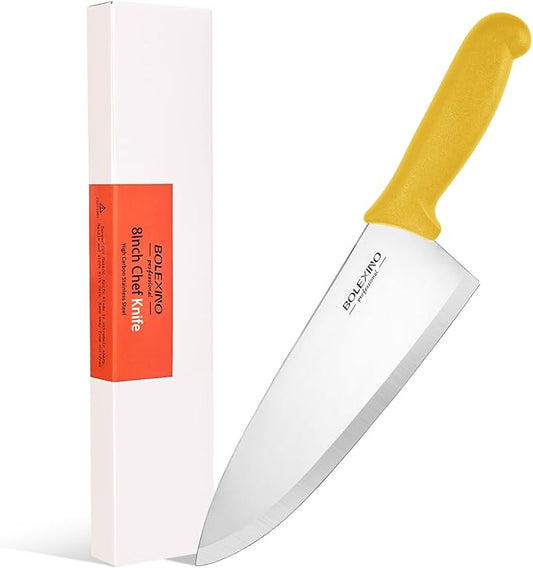 8 inch Japanese High Carbon Stainless Steel Chef Knife, Professional Extra Sharp Wide Cook Knife with Non-slip Ergonomic Handle, for Kitchen Home Restaurant