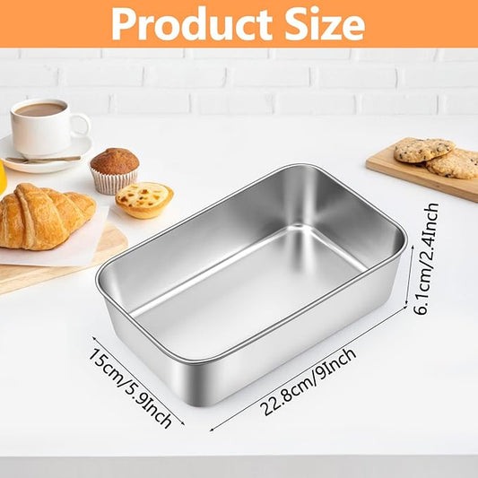 4 Pack Loaf Pans, 9 × 6 Inch Stainless Steel Loaf Bread Pans, Meatloaf Baking Bread Tin, Loaf Pan for Bakings, Oven & Dishwasher Safe, Loafs Baking Pan for Homemade Meatloaf Cake Brownies