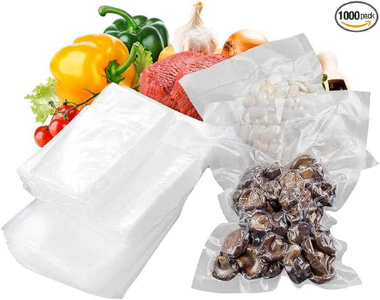 APQ Pack of 1000 Co-Extruded Vacuum Pouches, Clear 6 x 8. Vacuum food bags 6x8. 3 mil Thickness. USDA approved. Polyethylene bags for packing and storing. Perfect for Industrial, food service.