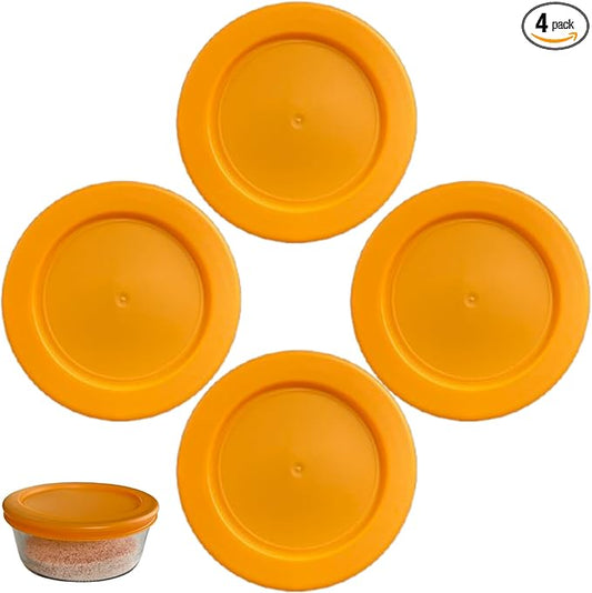 4 Cup/950 mL Orange Replacement Lids/Covers for Pyrex 7201-PC, 4 Cup/32oz Anchor Hocking & Klare Ware Storage Bowls *Lids Only* - *Glass Container Not Included* (4 Pack, Orange)