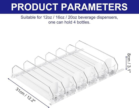 uxcell 6pcs Soda Can Organizer for Refrigerator, Self-Pushing Drink Organizer for Fridge, Width Adjustable Drink Dispenser Beverage Pusher For Pantry Vending Machine, White