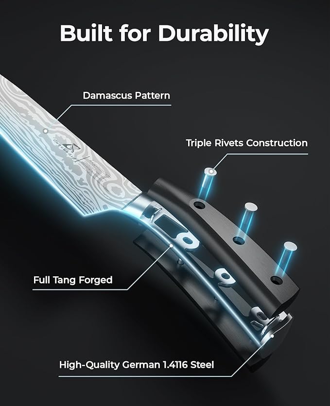 Essential 4-Piece Kitchen Knife Set,Sharp German Steel Knives Sets(Chef's Knife, Paring Knife, Bread Knife + Peeler) for Home Cooking BBQ,Gift Box included