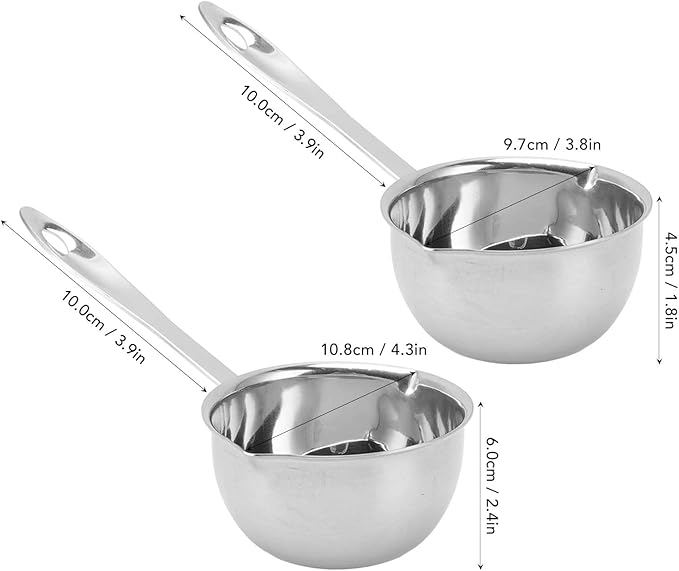 Butter Warmer, Butter warmer Pot Food Grade Stainless Steel Mini Butter Warmer Milk Warmer Coffee Pot Stovetop Chocolate Melting Pan with 2 Pour Spouts Sauce Pan for Stove Top Coffee Tea Soup(150ML)