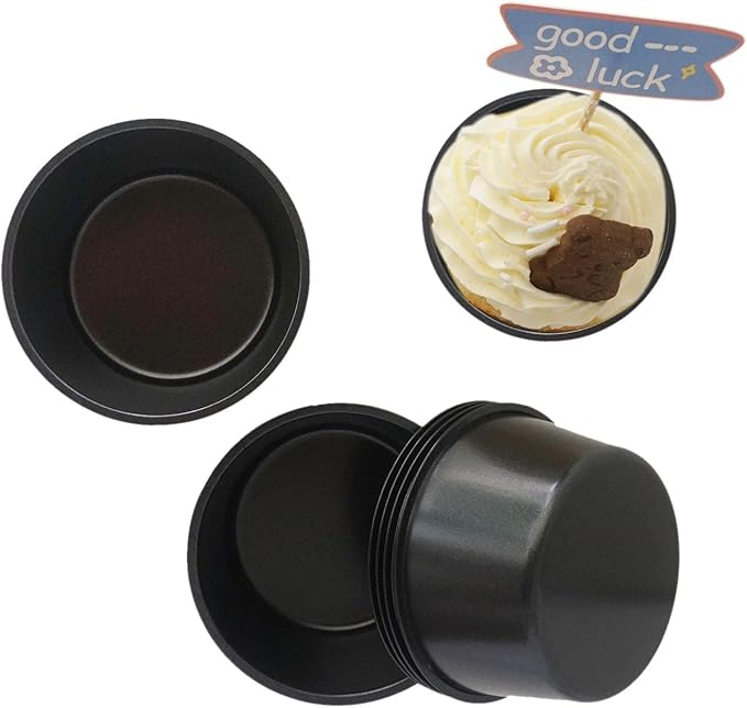 Muffin Pan Individual, 6Pcs Jumbo Muffin Tin Set, Nonstick Round Cupcake Pan for Baking Muffins, Popover, Egg Tarts, Quiche - Carbon Steel, Black