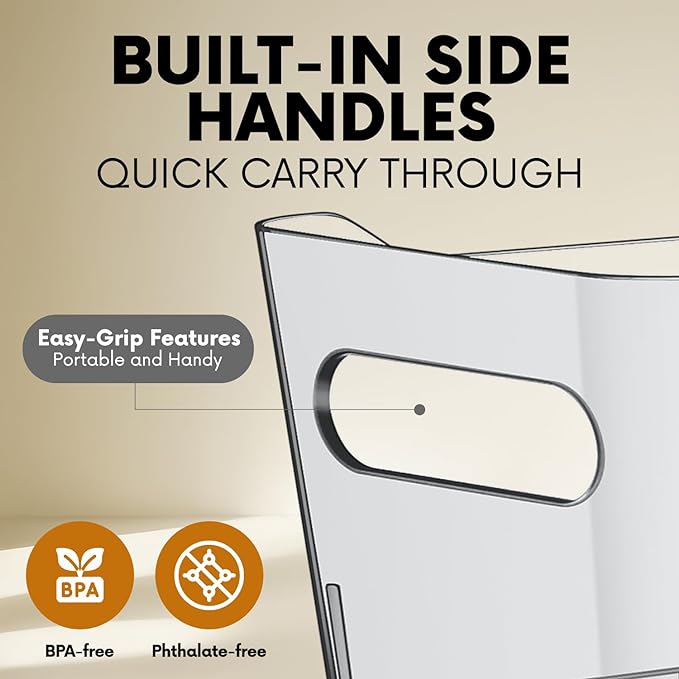 Clear Plastic Storage Bins, Perfect for Kitchen Organization or Pantry Organization and Storage, Medium Fridge Organizer Plastic Bins, Pantry Organization and Storage Bins, Cabinet Organizers