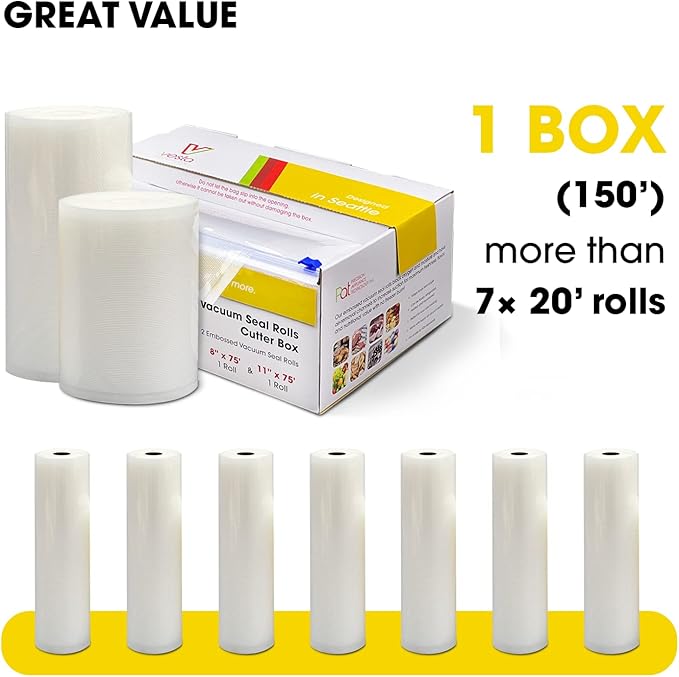 Vacuum Sealer Roll (6” x 150’) Keeper with Cutter - Premium Seal Bags for Food Saver, Ideal for Meal Prep, Sous Vide, and Storage, Vesta Precision