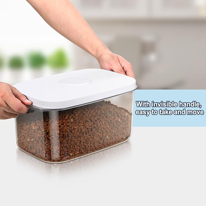 6 lbs Airtight Dog Cat Food Storage Container and Dog Treat Containers BPA-Free, PET Clear Stackable Pet Storage Bin, 1-Cup Scoop, 1-Sponge cleaning brush, Pop Top, With handle, Easy Mobility-Medium