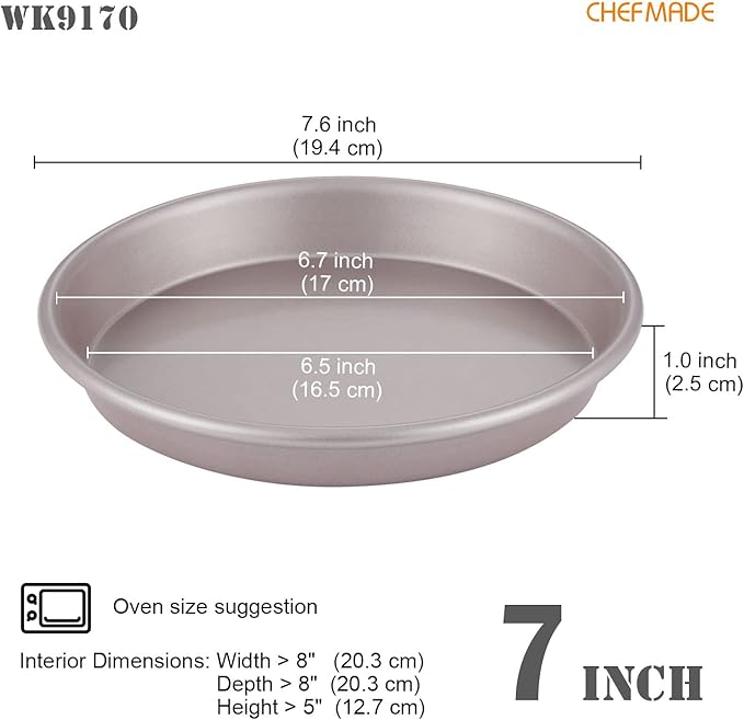 CHEFMADE Pizza Pan, 7-Inch Non-Stick Pancake Bakeware for Oven Baking (Champagne Gold)