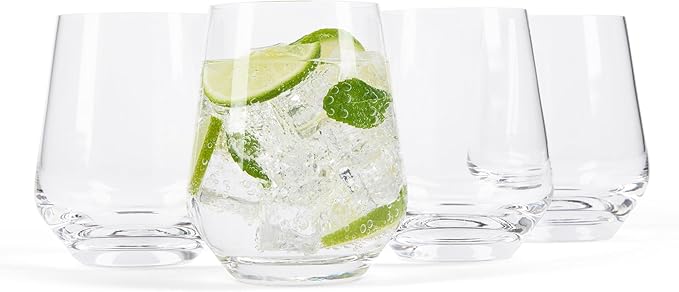 Larder & Vine Crystalline Glassware Tumbler Set, Artisan Drinkware for Cocktails, Water, Whiskey or Spirits, Handmade in Poland (Classic Short)