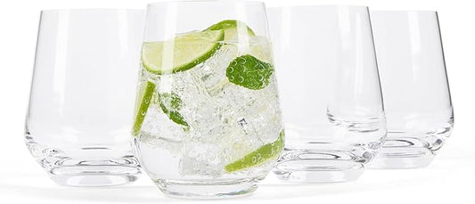 Larder & Vine Crystalline Glassware Tumbler Set, Artisan Drinkware for Cocktails, Water, Whiskey or Spirits, Handmade in Poland (Classic Short)