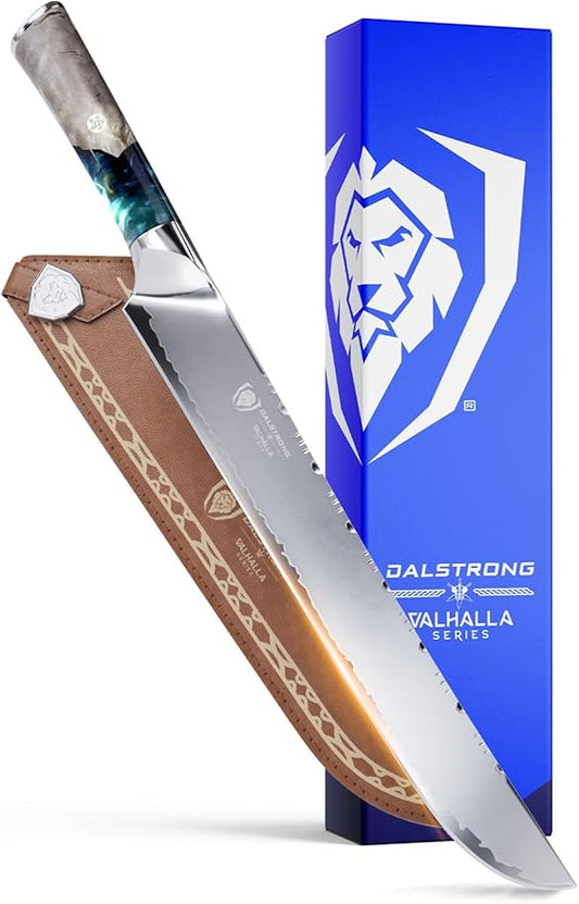 Dalstrong 12-Inch Slicing Knife - Valhalla Series - 9CR18MOV HC Steel - Celestial Resin & Wood Handle - Razor Sharp Slicer for BBQ, Brisket, Carving - With Leather
