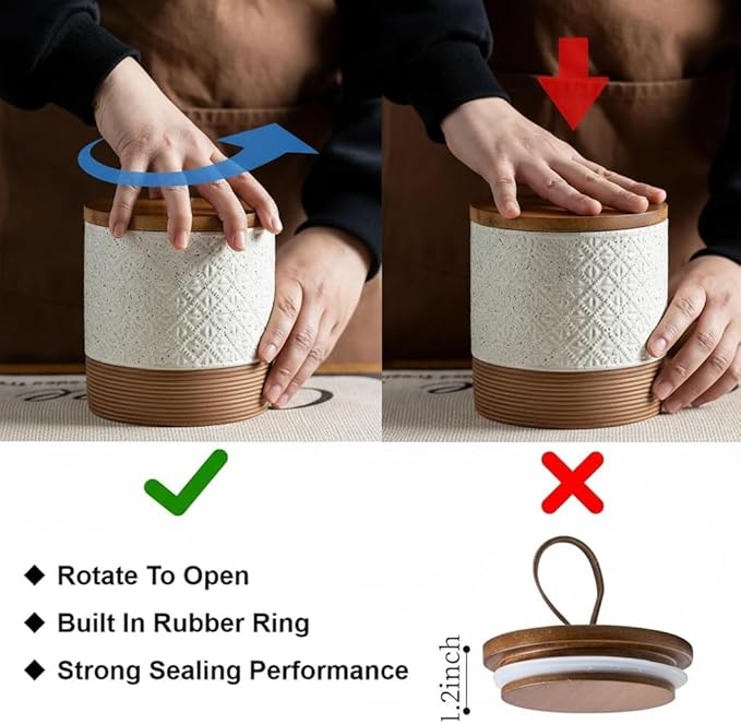 Coffee Storage Containers with Lids, Ceramic Coffee Container Kitchen Jars with Airtight Lid for Candy Spice Sugar Tea Bag, Decorative Kitchen Canisters for Countertop, Black & 42 fl.oz