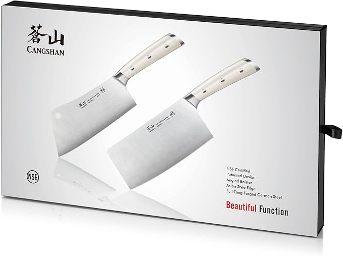 Cangshan S/S1 Series German Steel Forged Chinese Cleaver Set (White)