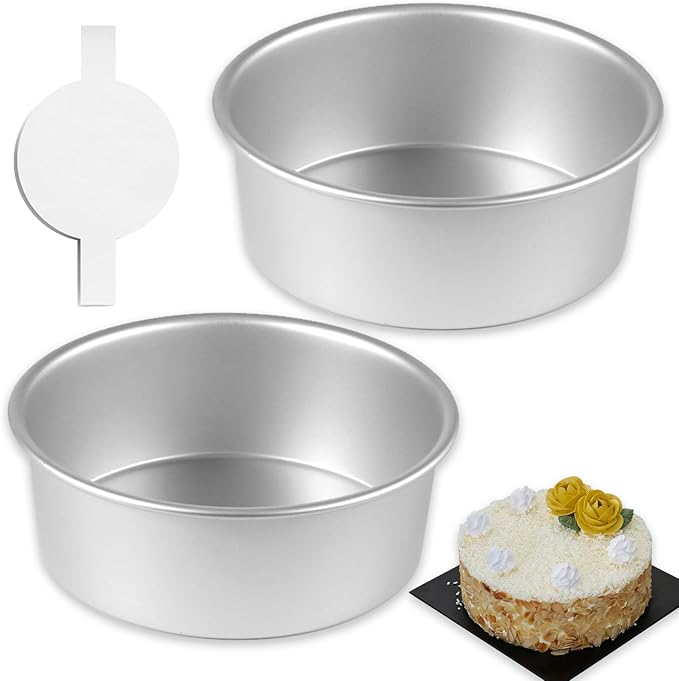 8 Inch Cake Pan Set of 2,Stainless Steel Round Layer Cake Baking Pans,No Coating Cake Pans Cake Mold, Mirror Finish Dishwasher Safe Cake Pans Sets for Baking