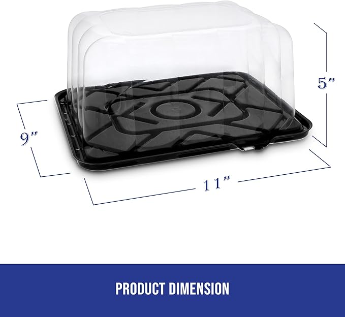 MT Products Clear Plastic Rectangular Bakery Boxes 11" x 9" x 5" - 1/8 Sheet Disposable Cake Containers with lids - Pack of 5