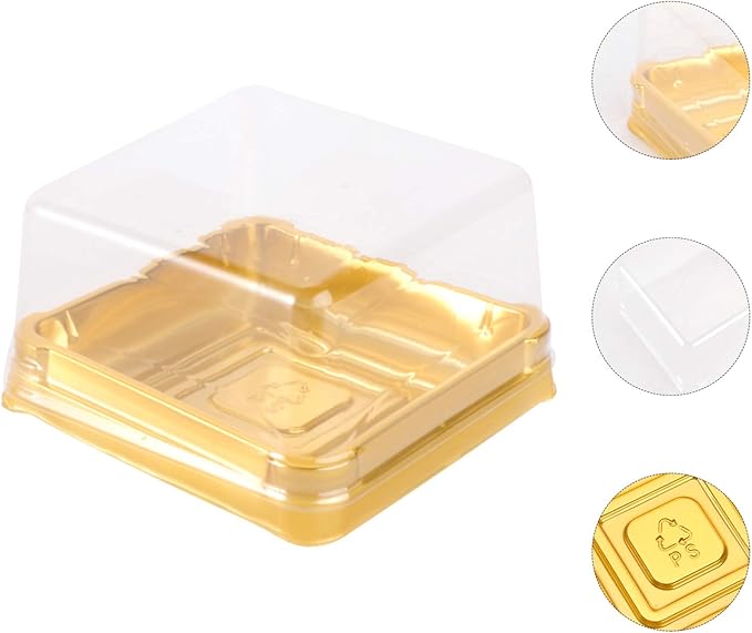 50pcs Golden Mini Cake Boxes Clear Cake Box Macaron Boxes Square Dessert Boxes Mini Cupcake Boxes Packaging 2.1in/5.5cm Cupcake