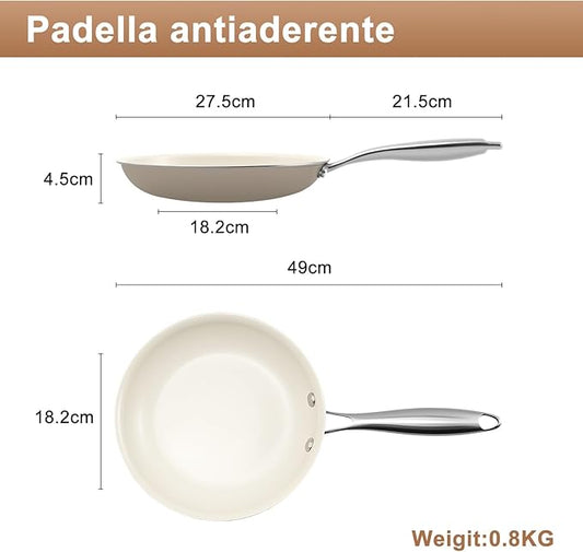 10.25 Inch Ceramic Nonstick Frying Pan Skillet - PFAS-Free, Non-Toxic, Oven Safe & Induction Ready, Aluminum Cookware with Stainless Steel Handle