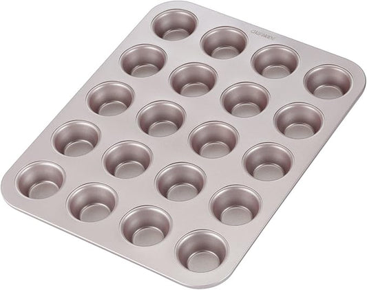 CHEFMADE Mini Muffin Pan, 20-Cavity Non-Stick Tiny Cupcake Pan Bakeware for Oven Baking (Champagne Gold)