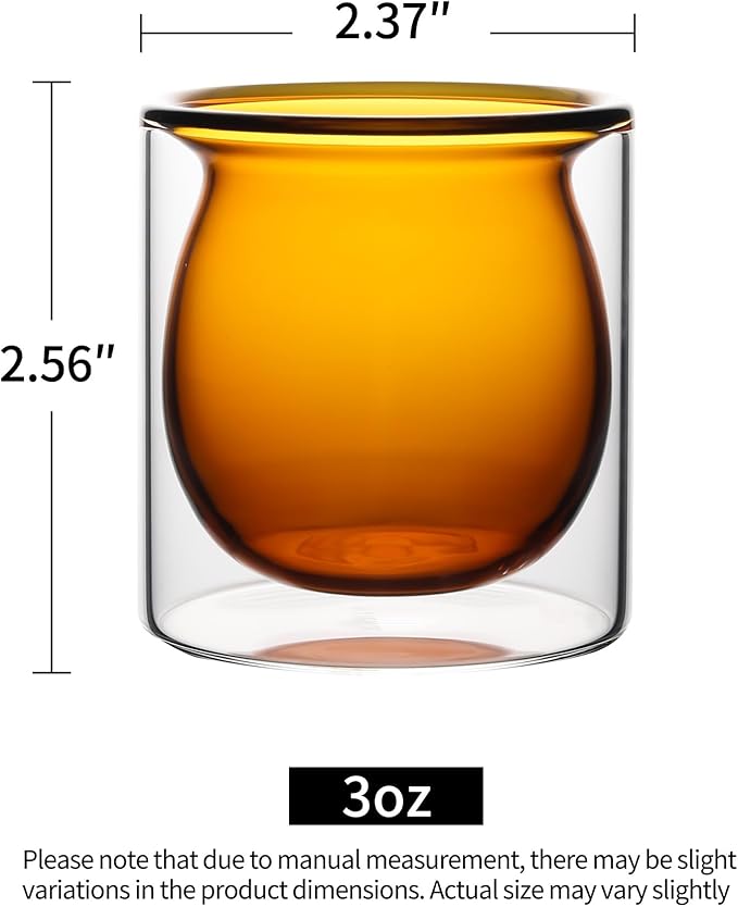 NIRA.Z 3oz Double Wall Glass Espresso Cups – Set of 4 Colorful Insulated Borosilicate Glass Coffee Shot Glasses, Demitasse Cups for Espresso, Latte, Macchiato, Heat Resistant, Ideal for Home & Office