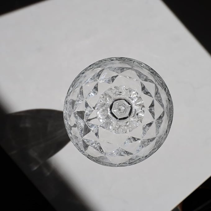 Beille Set of 6 Clear Carved Goblet Water Glasses Home Decor Entertaining Essentials Glassware, 10oz