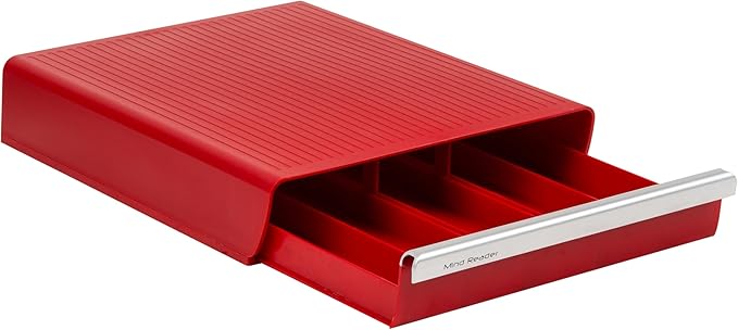 Mind Reader Single Serve Coffee Pod Drawer, 30 Pod Capacity, Countertop Organizer, 10.5"L x 12.75"W x 2.5"H, Red