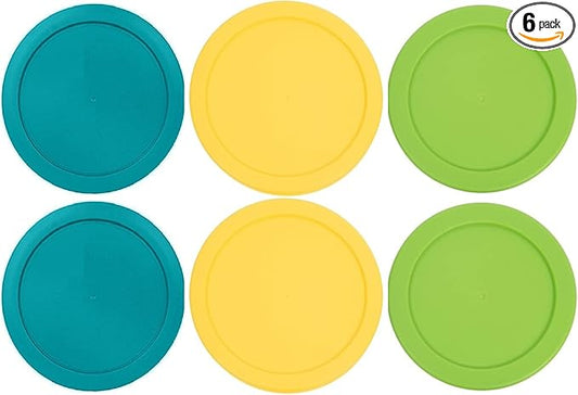 4 Cup/950 mL Turquoise Yellow Spring Green Replacement Lids/Covers for Pyrex 7201-PC, 32oz Anchor Hocking & KlareWare Storage Bowls *Lids Only Glass Container Not Included* (6 Pack, Turq/Y/Spring Grn)