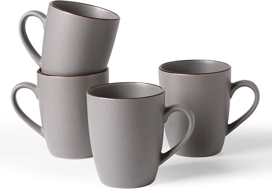 famiware Venus Coffee Mugs for 4, 12 oz Mug Set, Dringking Cup with Handle for Coffee, Tea, Cocoa, Milk, Dark Grey