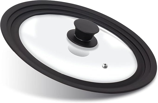 Anaeat Silicone Universal Lid for Pots, Pans and Skillets - Tempered Glass Covered with Heat Resistant Silicone Rim Fits 8", 8.5" and 9.5" Diameter Cookware -Easy to Use Replacement Frying Pan Cover