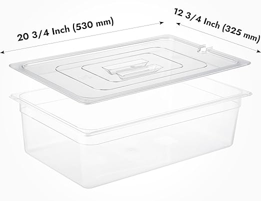 CURTA 6 Pack NSF Commercial Food Pan Cover, Full Size Clear Polycarbonate Notched Lid with Handle for Commercial Food Pan, Dishwasher & Freezer Safe Plastic Clear