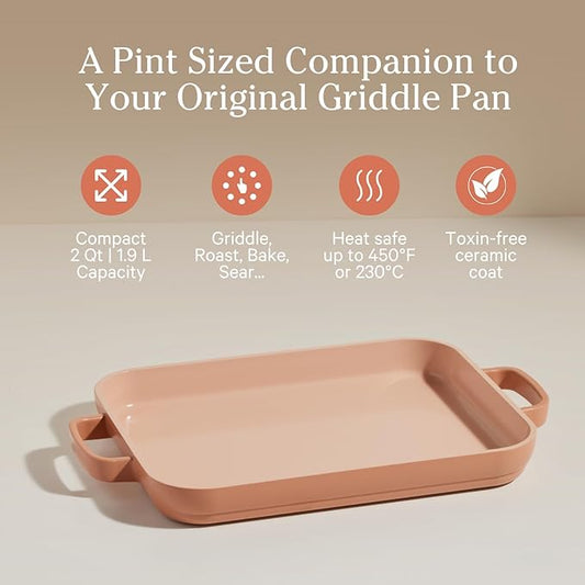 Our Place Mini Griddle Pan - 2 Quart Nonstick Ceramic Sheet Pan & Stovetop Griddle with Handles | Toxin-Free Cast Aluminum | Oven Safe up to 450°F | Spice