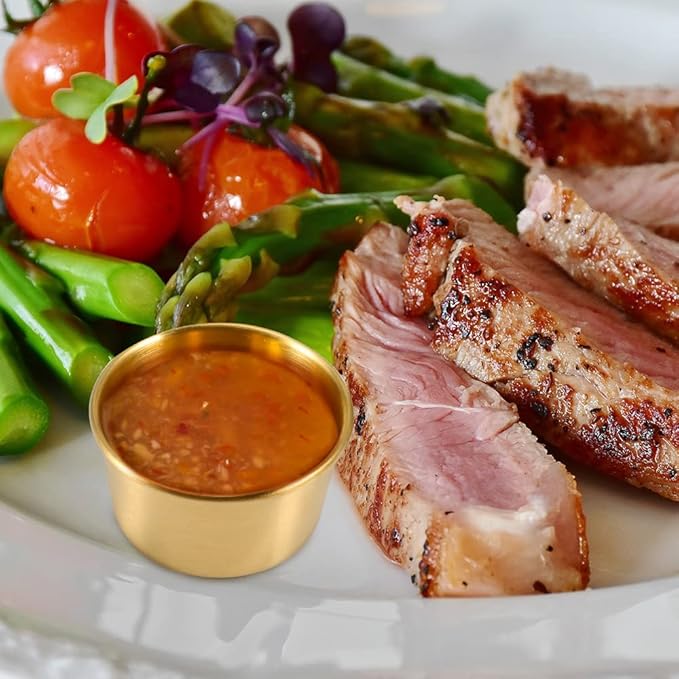 Ramekin Sauce Dipping Bowl Mini Sauce Cups Pudding Condiment Cups for Home Party Restaurant (Golden 12PCS 60ml)