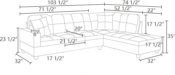 NicBex L Shaped Couch Sectional Couches for Living Room 2 Pieces Modern Sectional Sofa with Right Chaise Sectional Couch with Solid Frame for Living Room, Faux Leather, White