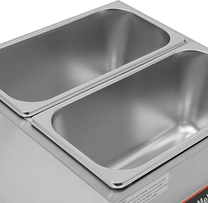 Chocolate Tempering Machine 32-203°F Commercial Chocolate Melting Pot 26.46 lbs Stainless Steel Food Warmer Air-heating Chocolate Fondue with Lid for Restaurant Home Party (Double Pots)