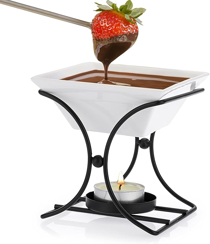 Ceramic Butter Warmer Set, Fondue Pot Melting Pot Set, Melt Hot Pot Bowl Set For Cheese Chocolate Butter Caramel