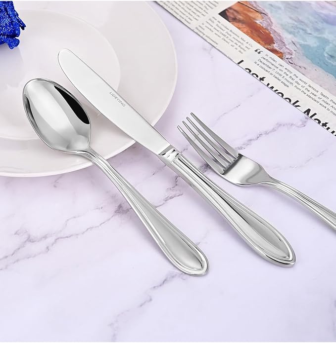 30 Piece Silverware Set,Stainless Steel Flatware Set Service for 6,18/0 Rust-Proof Utensils Cutlery Set with Forks & Spoons,Mirror Polished Dishwasher Safe-Home Kitchen Eating Tableware (30)