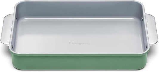 Caraway Non-Stick Ceramic 9”x13” Rectangle Pan - Naturally Slick Ceramic Coating - Non-Toxic, PTFE & PFOA Free - Perfect for Brownies, Lasagnas, and More - Sage