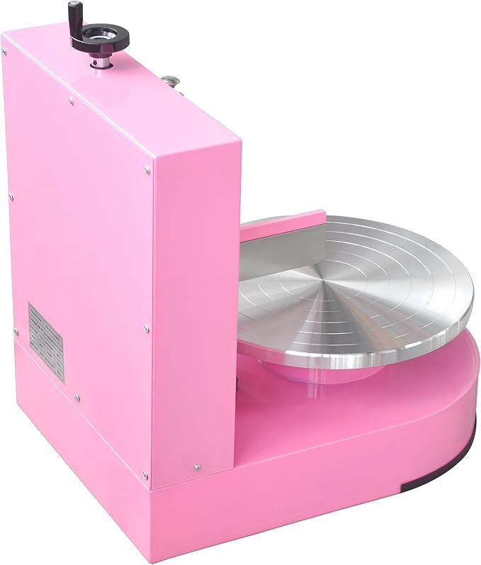 Semi Automatic Birthday Cake Smoothing Coating Machine, AC110V 4-14in Cake Cream Spreading Machine, Cakes Decorating Cream Coating Machine Turntable with Graduated Scraper, Baking Supplies (Pink)