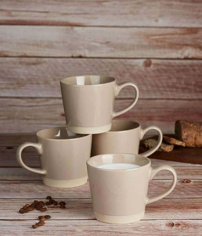 famiware Coffee Mugs for 6, 12 oz Mug Set, Dringking Cup with Handle for Coffee, Tea, Cocoa, Milk, Saturn serise, Cinnamon Brown