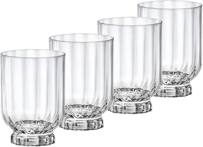 Bormioli Rocco Florian 12.6 oz. Double Old Fashioned DOF Glasses, Clear, Set of 4