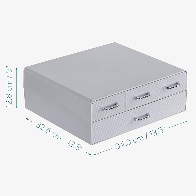 Navaris Coffee Pod Holder with 4 Drawers - Compatible with Nespresso, CBTL, K-Cups, Verismo - Capsule Storage Organizer 2-Tier Container Box - Gray