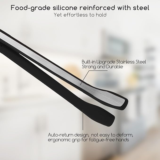 Silicone Cooking Tongs & Serving Spoon Set
