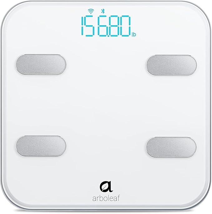 Arboleaf Smart Scale for Body Weight Bathroom Scale Digital Scale Body Weight and Fat, Wi-Fi Bluetooth, Smartphone APP, 14 Body Metrics, Wireless Cloud-Storage, Unlimited Data and Users, BMI, BMR