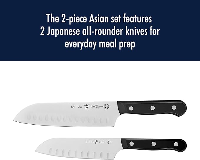 HENCKELS Solution Razor-Sharp 2-pc Knife Set, Santoku Knife 5 Inch, Santoku Knife 7 Inch, German Engineered Informed by 100+ Years of Mastery, Stainless Steel