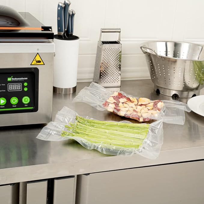 Fresh Hero 16 x 12 Inch Vacuum Sealer Bags, 100 Food Storage Bags - 3 mil Thick, Microwavable, Clear Plastic Sous Vide Bags, Freezable, For Storing Food Or Sous Vide Cooking - Restaurantware