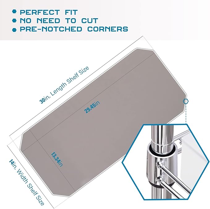 BRIAN & DANY Wire Shelf Liner 14" X 30", Heavy Duty Shelf Liners for Wire Shelving, Waterproof Protector Mats, Set of 4, Charcoal