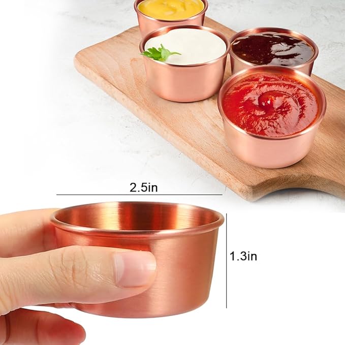 Ramekin Sauce Dipping Bowl Mini Sauce Cups Pudding Condiment Cups for Home Party Restaurant (Rose Gold 12PCS 75ml)