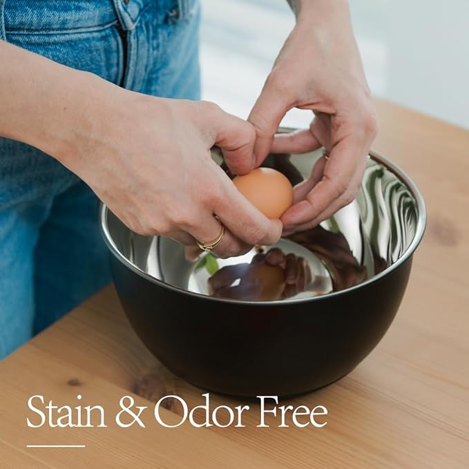 ANGORA BRANDS Matte Black Mixing Bowls - Nesting Mixing Bowls - Stylish Kitchen Essentials for Cooking, and Baking - Ideal Salad Bowl- Durable Nesting Bowl - Matte Mixing Bowl by Samma