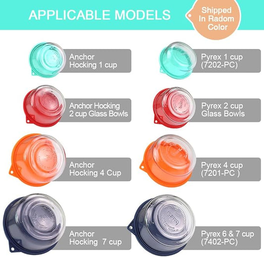 Sophico Round Silicone Storage Cover Lids Replacement for Anchor Hocking and Pyrex Glass Bowls (Container not Included) (4 Size, 8 Pack)