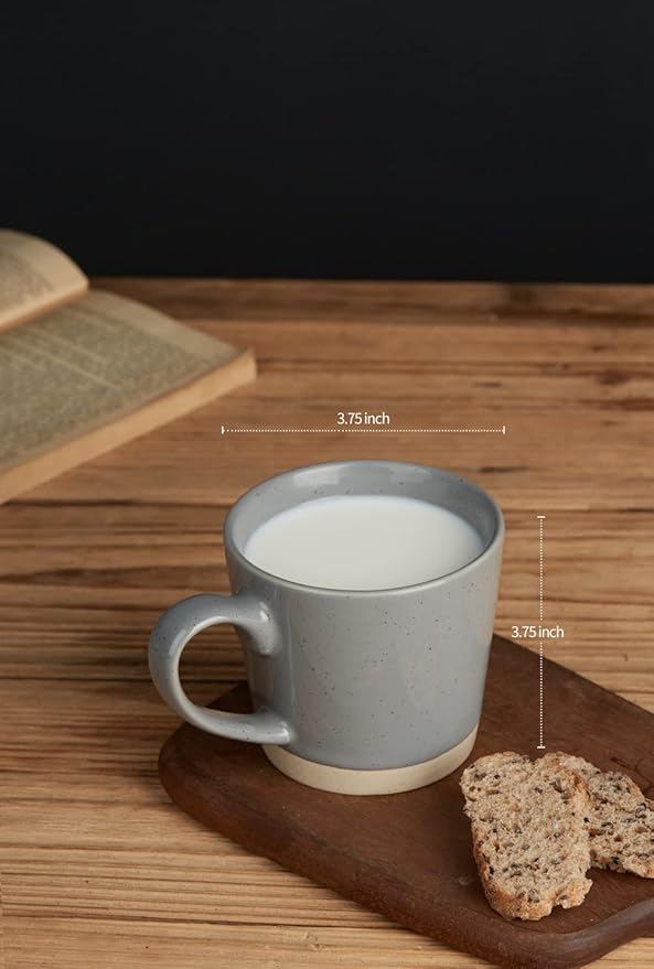 famiware Coffee Mugs for 4, 12 oz Mug Set, Dringking Cup with Handle for Coffee, Tea, Cocoa, Milk, Saturn serise, Dark Gray